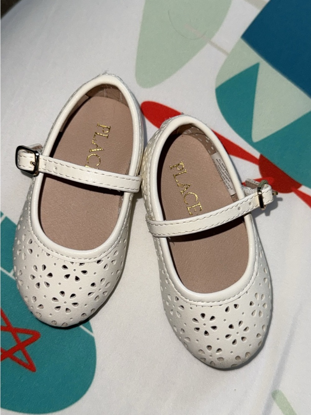 The Children's Place White Floral Cutout Mary Jane Shoes